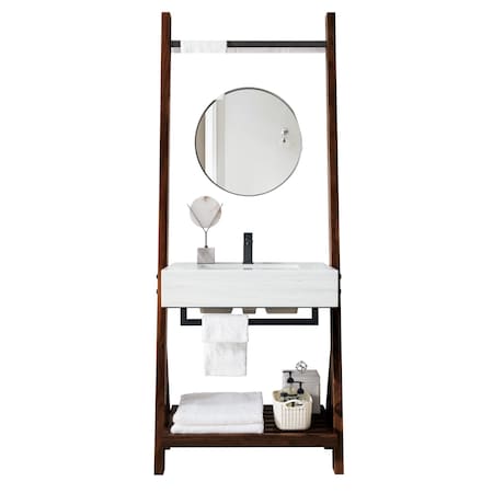 James Martin Vanities Lakeside 30in Single Vanity, Mid-Century Walnut w/ Arctic Fall Solid Surface Top 410-V30-WLT-AF
